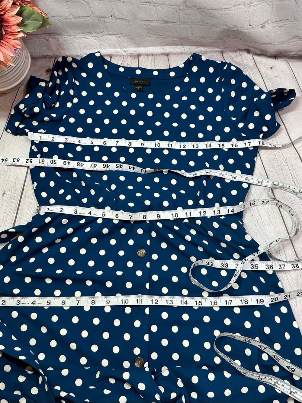 J. Jill Polka Dot Midi Dress Tie Waist women S a-line retro classic minimalist - Picture 4 of 8